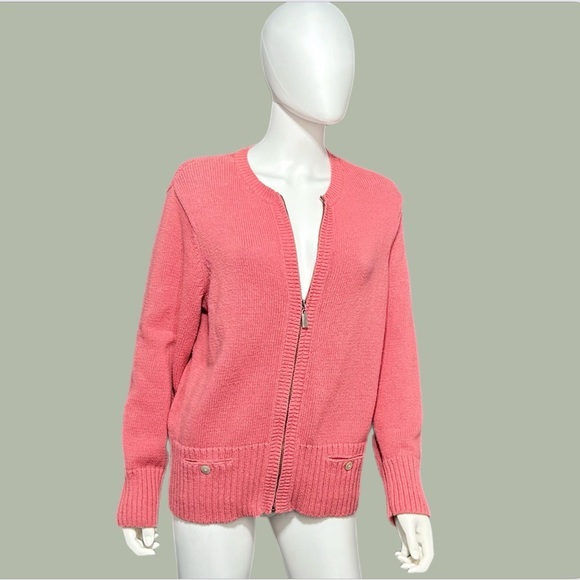 Charter Club Sweaters - Charter Club Pink Zipper Sweater/Cardigan Women Size 1X 100% Cotton